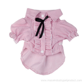 Spring summer striped two-tone bow small dog